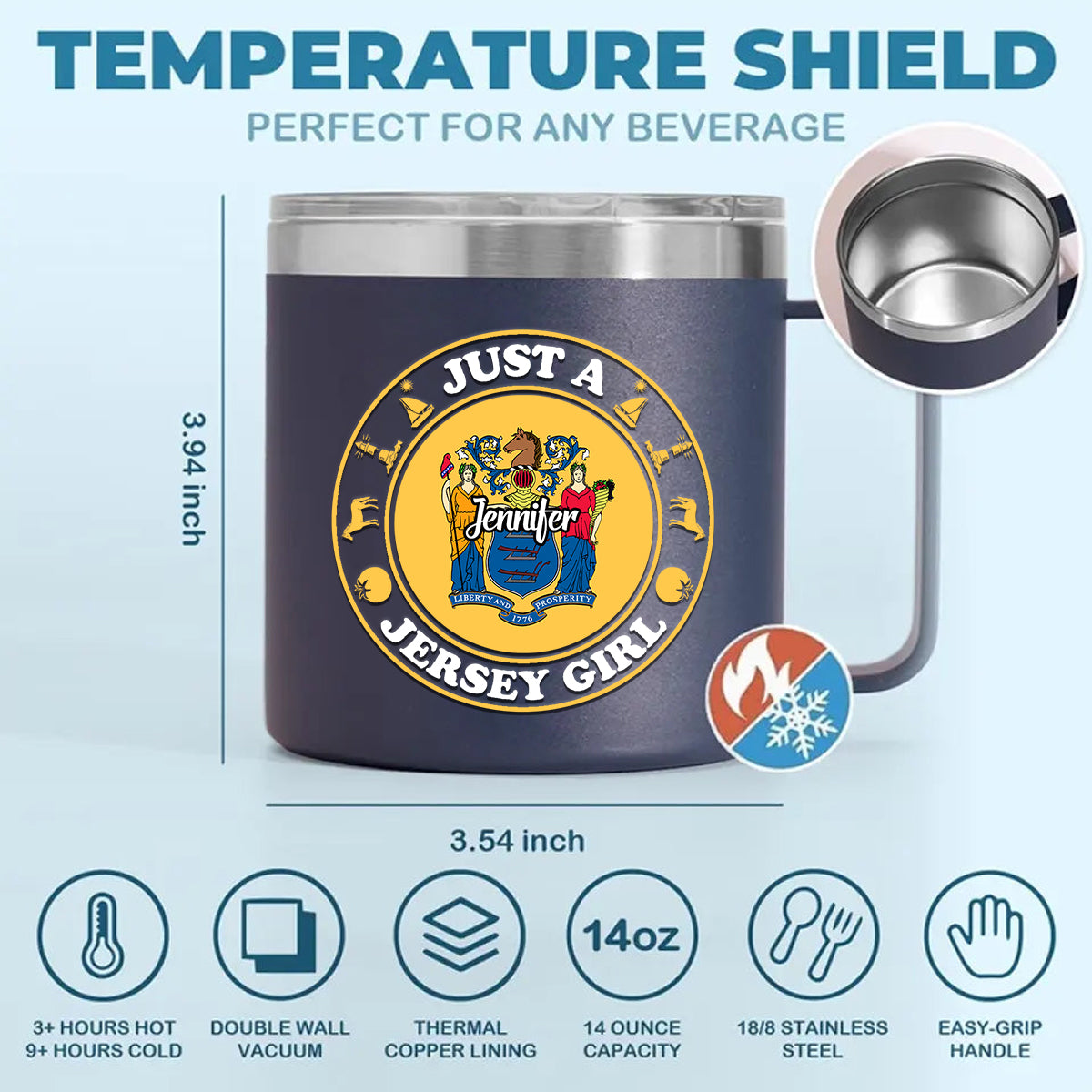 Custom Just A Jersey Girl Tumbler 14oz With Your Name