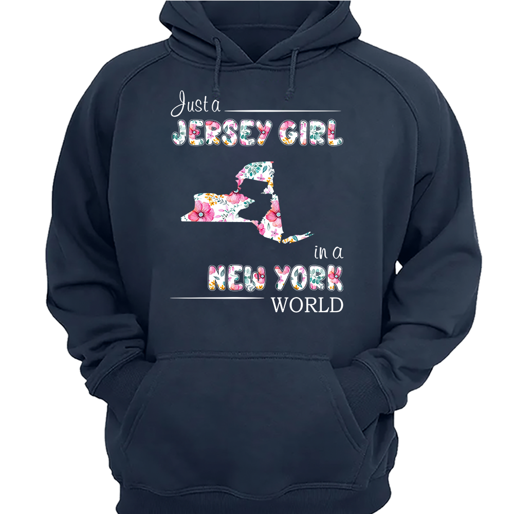 Just A Jersey Girl In A New York World Flower T-shirt