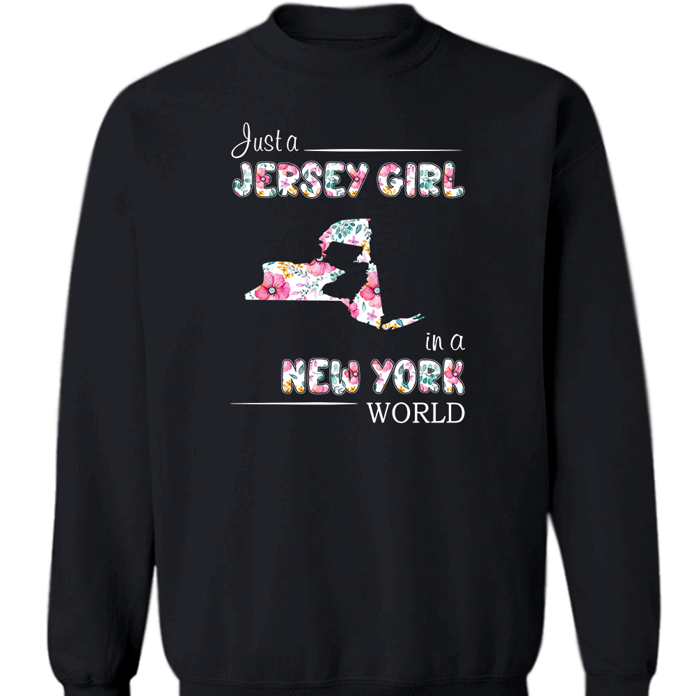Just A Jersey Girl In A New York World Flower T-shirt
