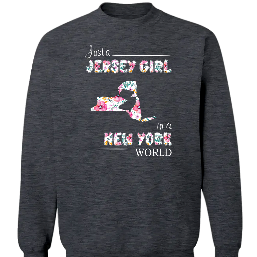 Just A Jersey Girl In A New York World Flower T-shirt