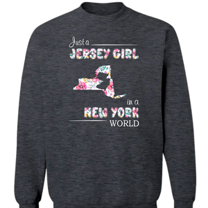 Just A Jersey Girl In A New York World Flower T-shirt