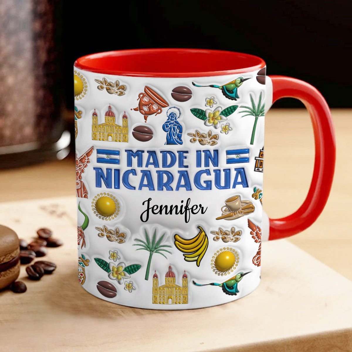Customize Made In Nicaragua Coffee Accent Mug With Symbols