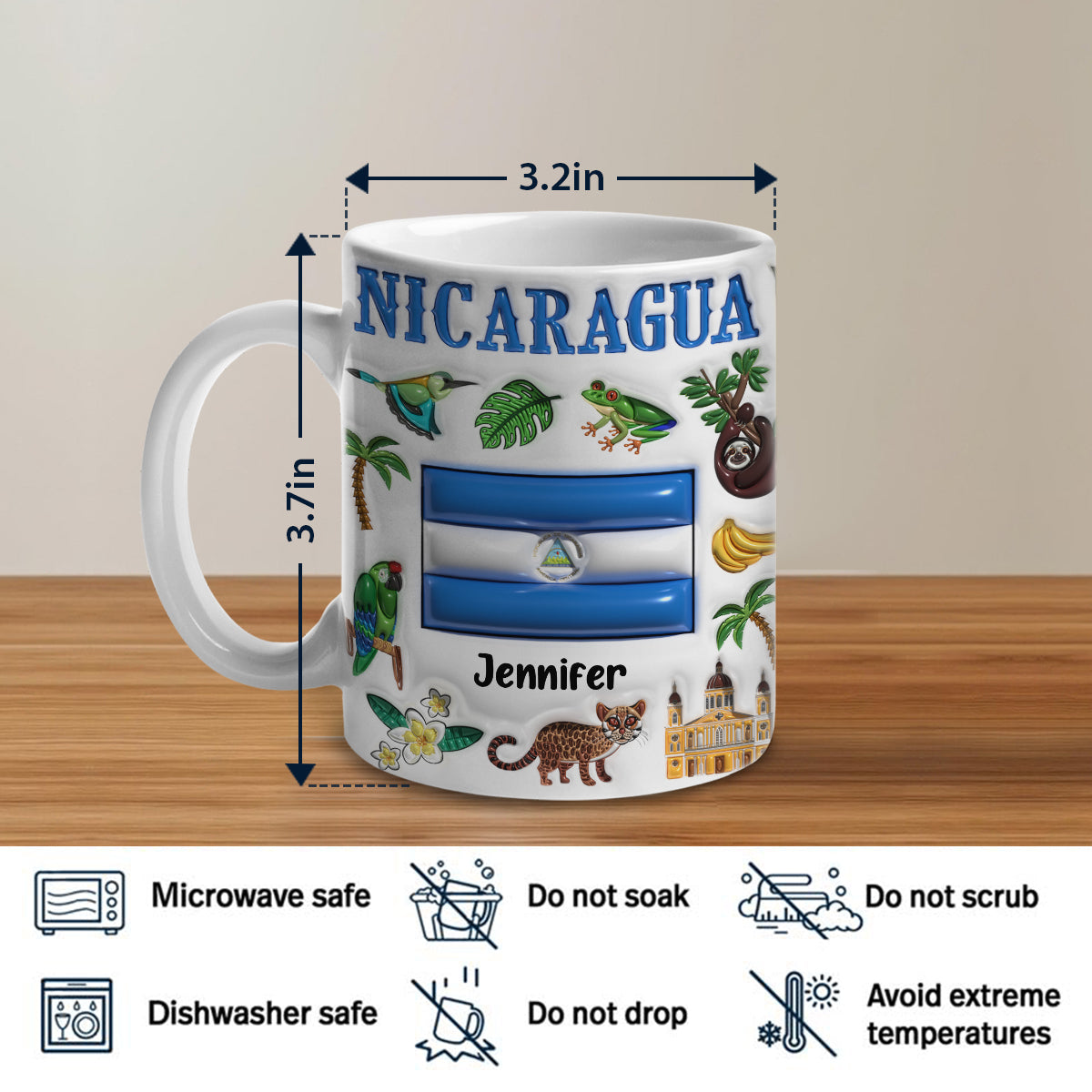 Custom Nicaragua Coffee Mug Cup With Your Name