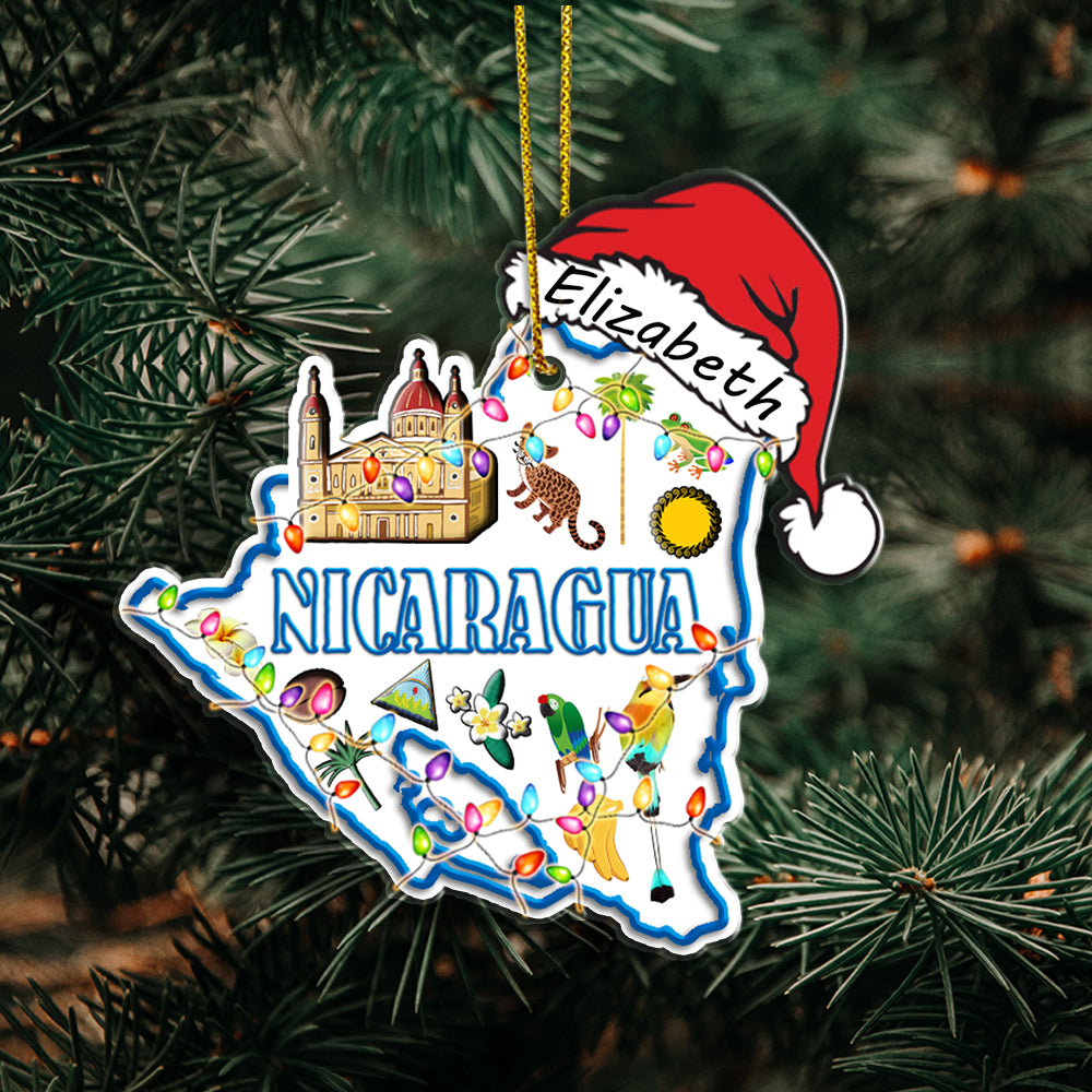 Nicaraqua Shape Map Christmas Acrylic Ornament Success