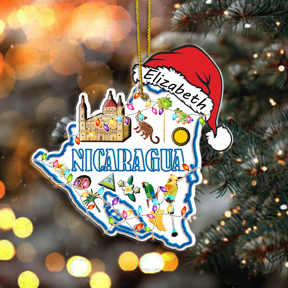 Nicaraqua Shape Map Christmas Acrylic Ornament Success