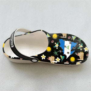 Nicaragua Customized Clogs Shoes With Nicaraguan Flag And Symbols Black Background