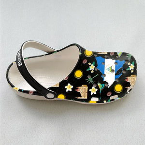 Nicaragua Customized Clogs Shoes With Nicaraguan Flag And Symbols Black Background