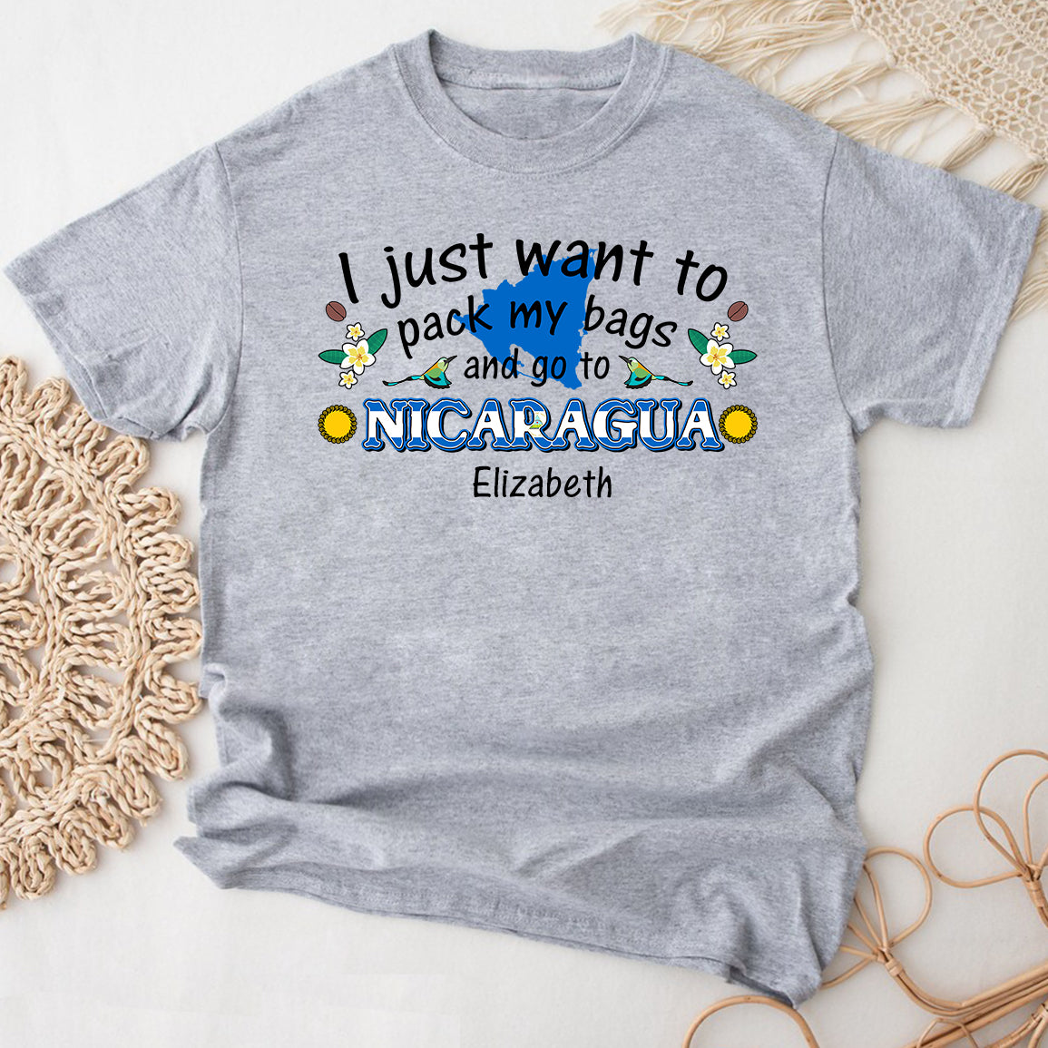 Custom I Just Want To Pack My Bags And Go To Nicaragua T-shirt