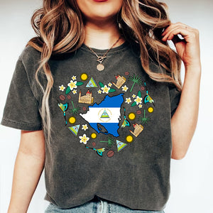 Nicaragua Heart Symbols Flag T-shirt For Nicaraguan
