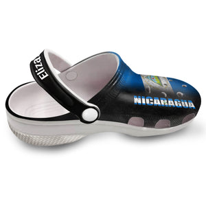 Nicaragua Personalized Clogs Shoes With A Half Flag