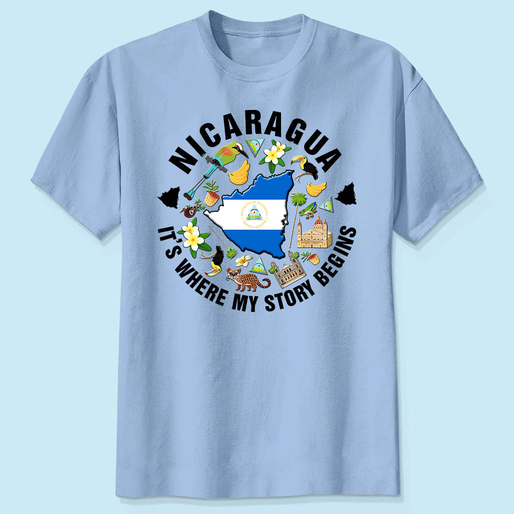 Nicaragua It's Where My Story Begins T-shirt, Symbols