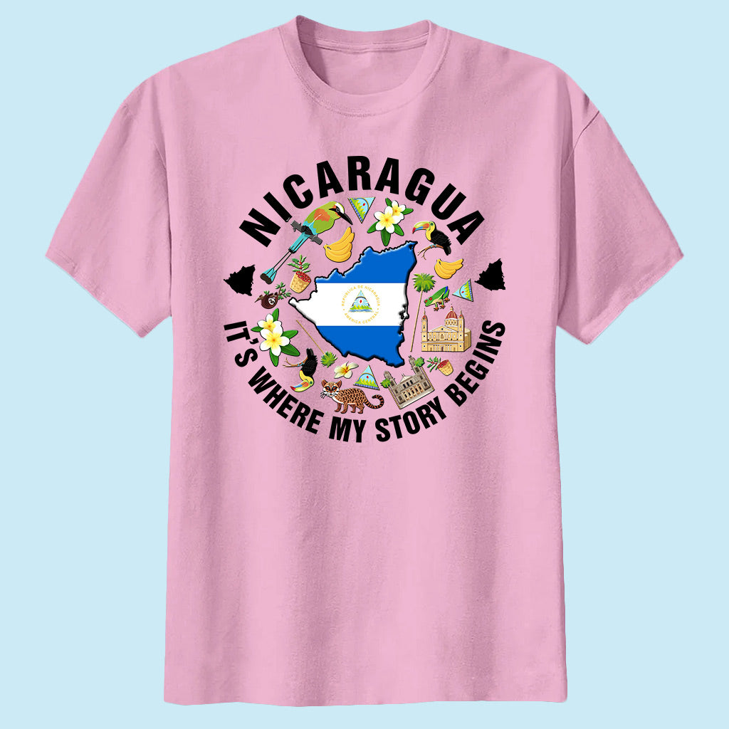 Nicaragua It's Where My Story Begins T-shirt, Symbols