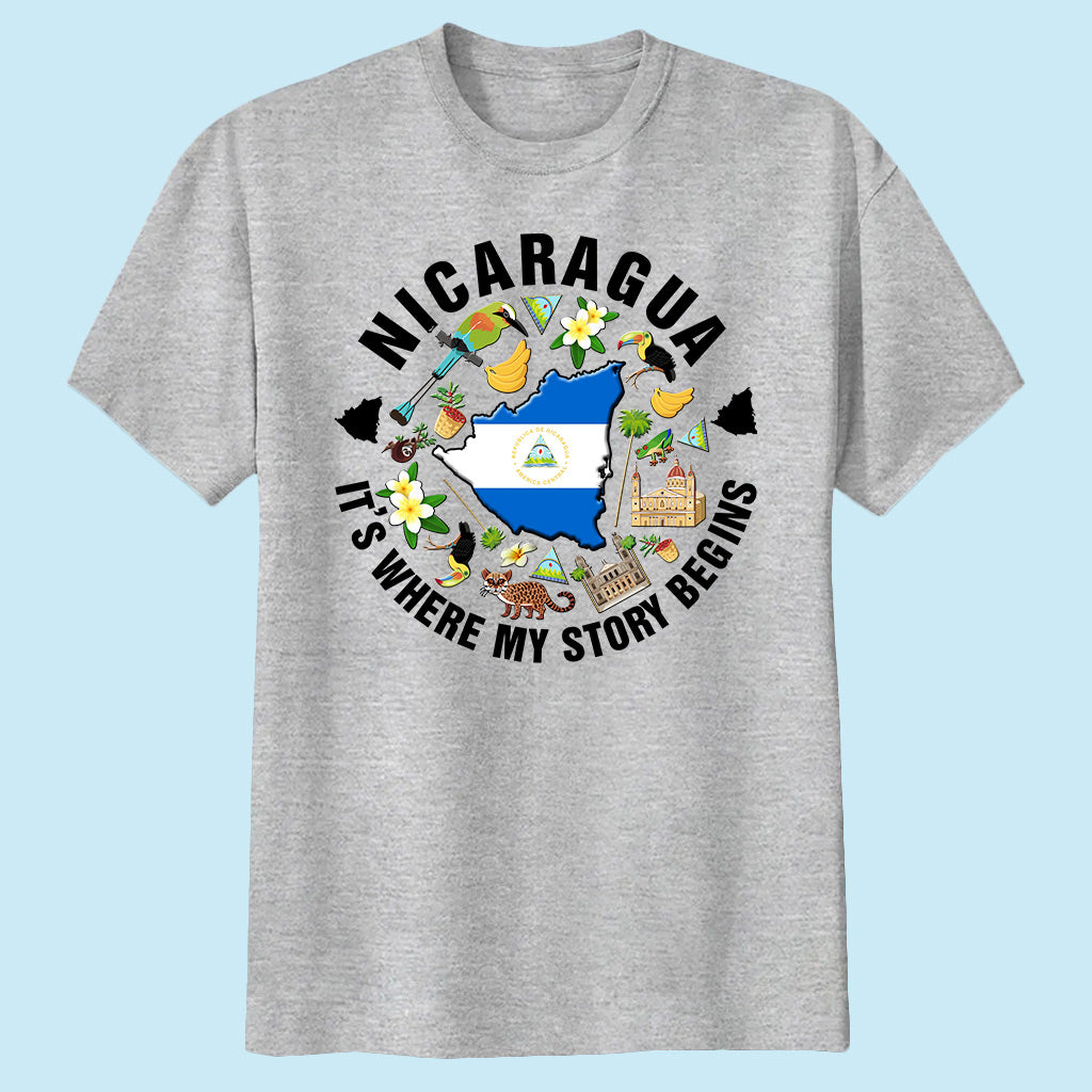 Nicaragua It's Where My Story Begins T-shirt, Symbols