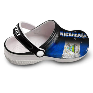 Nicaragua Personalized Clogs Shoes With A Half Flag