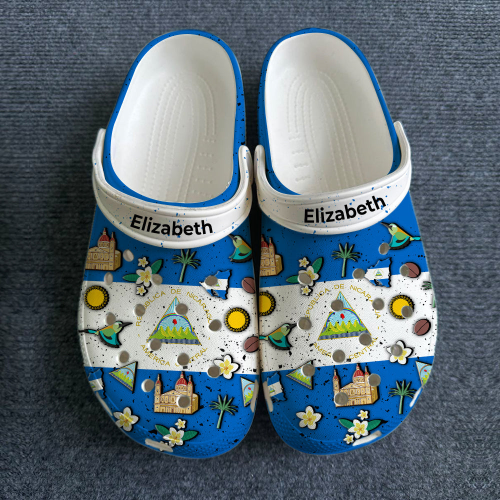 Nicaragua Flag Symbols Personalized Clogs Shoes