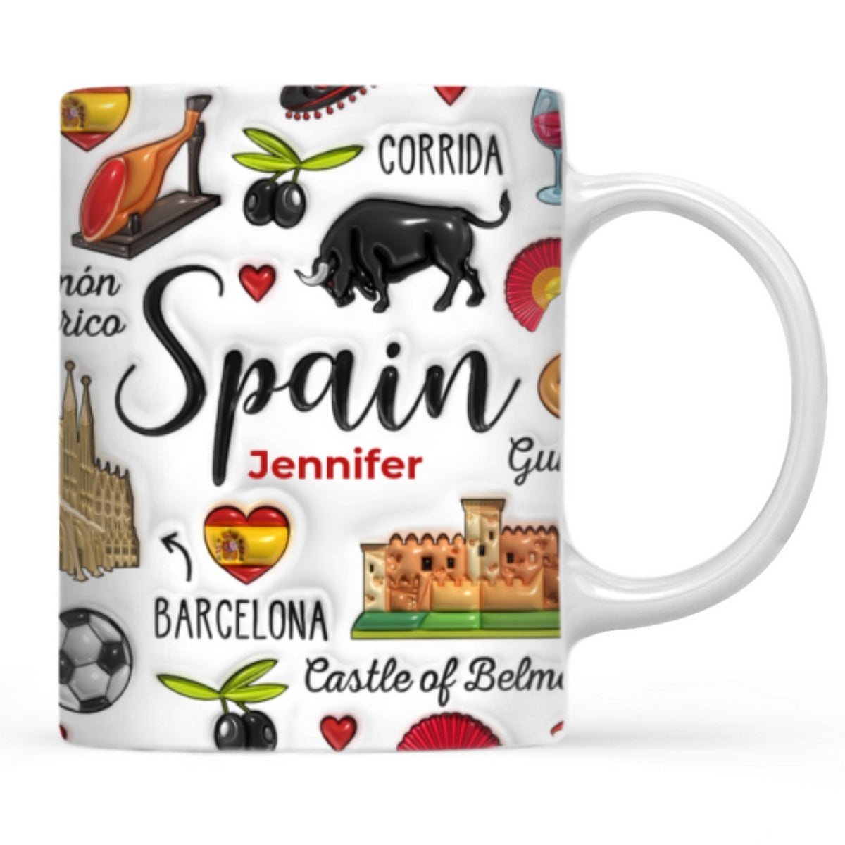 Custom Spain Spanish Coffee Mug Cup With Symbols