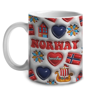 Norway Girl Coffee Mug Cup With Custom Your Name