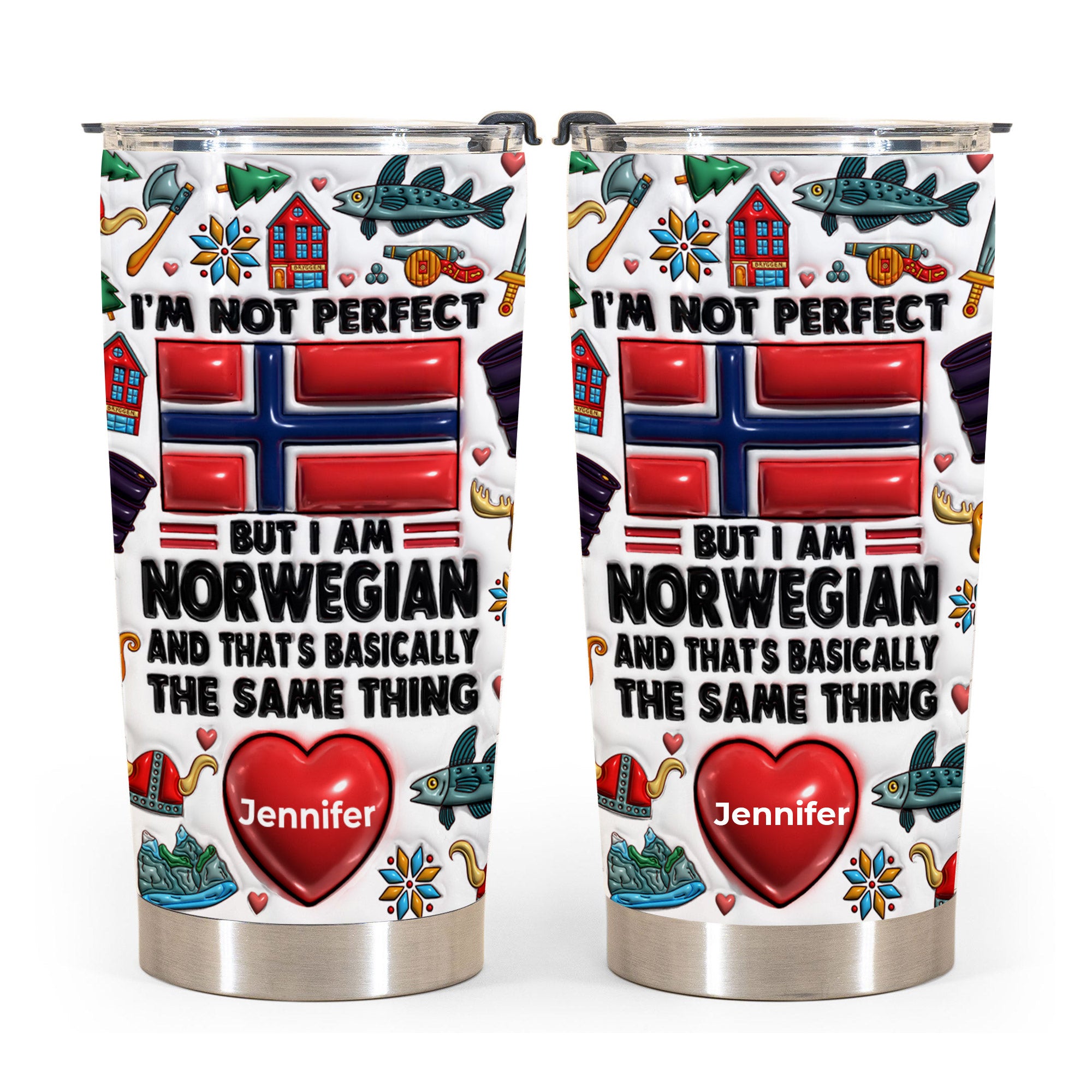 I'm Not Perfect But I'm Norwegian Personalized Tumbler