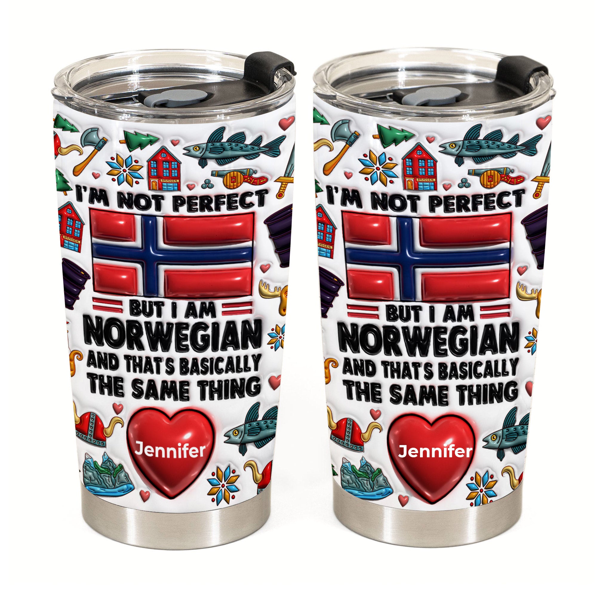 I'm Not Perfect But I'm Norwegian Personalized Tumbler