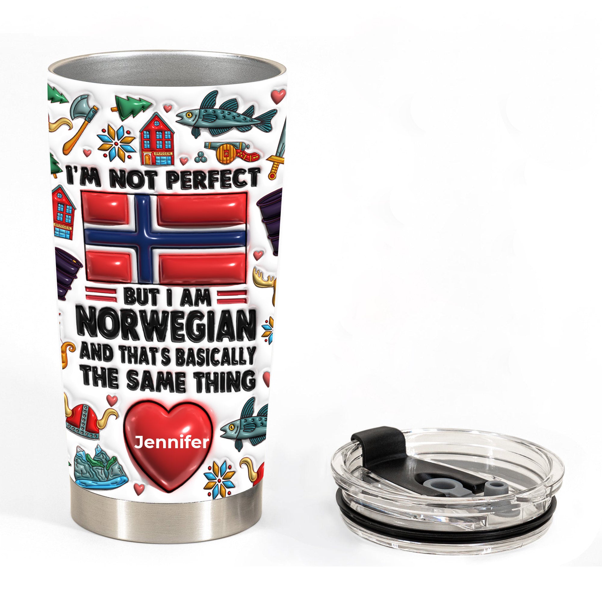 I'm Not Perfect But I'm Norwegian Personalized Tumbler