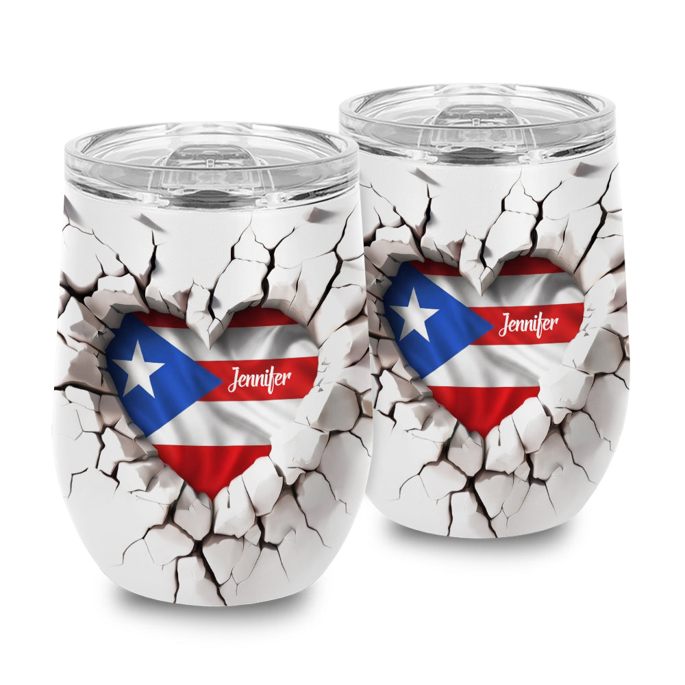 Custom Name Puerto Rico Pride Crack Wall Tumbler