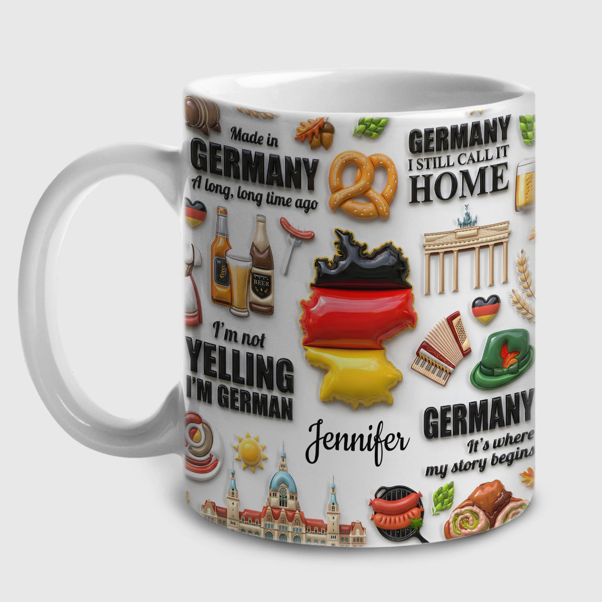 Custom I'm Not Yelling I'm German Mug And Symbols