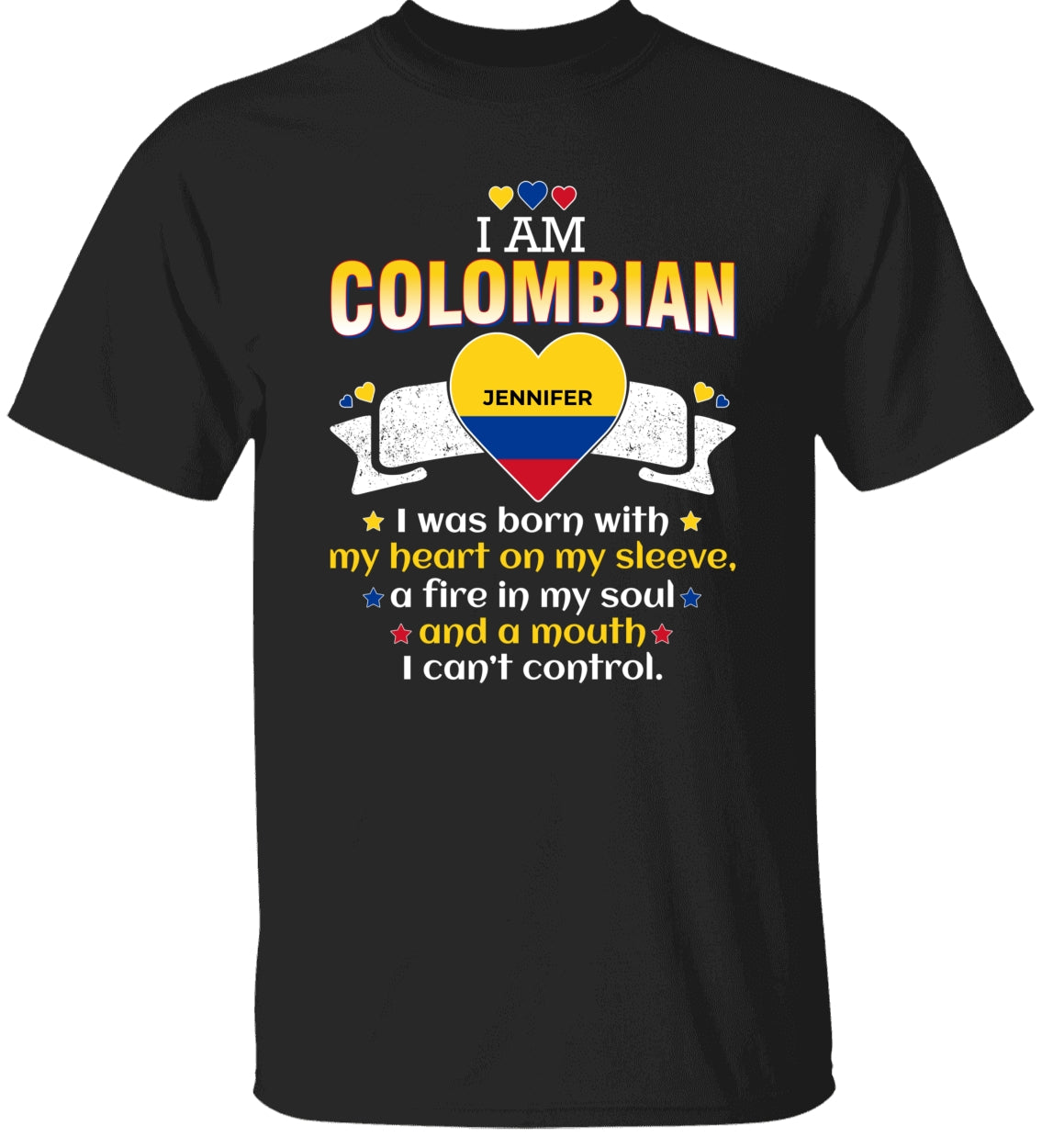 Custom I Am Colombian T-shirt With Your Name On Heart