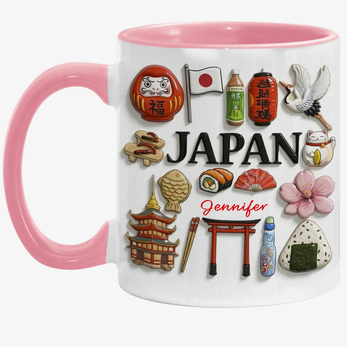 Custom Japan Accent Mug With Many Japan Symbols