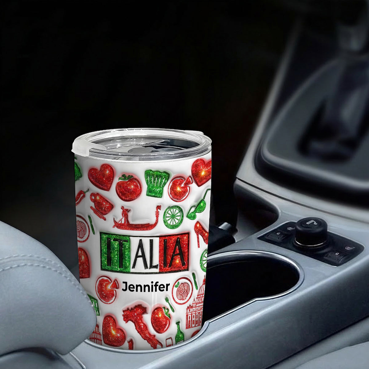 Custom Italia Tumbler With Your Name With Glitter Effect