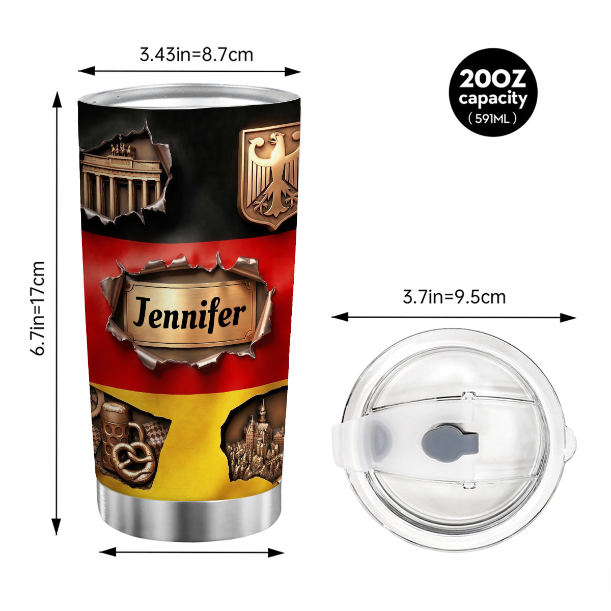 Custom Germany Flag Tumbler With Torn Pattern