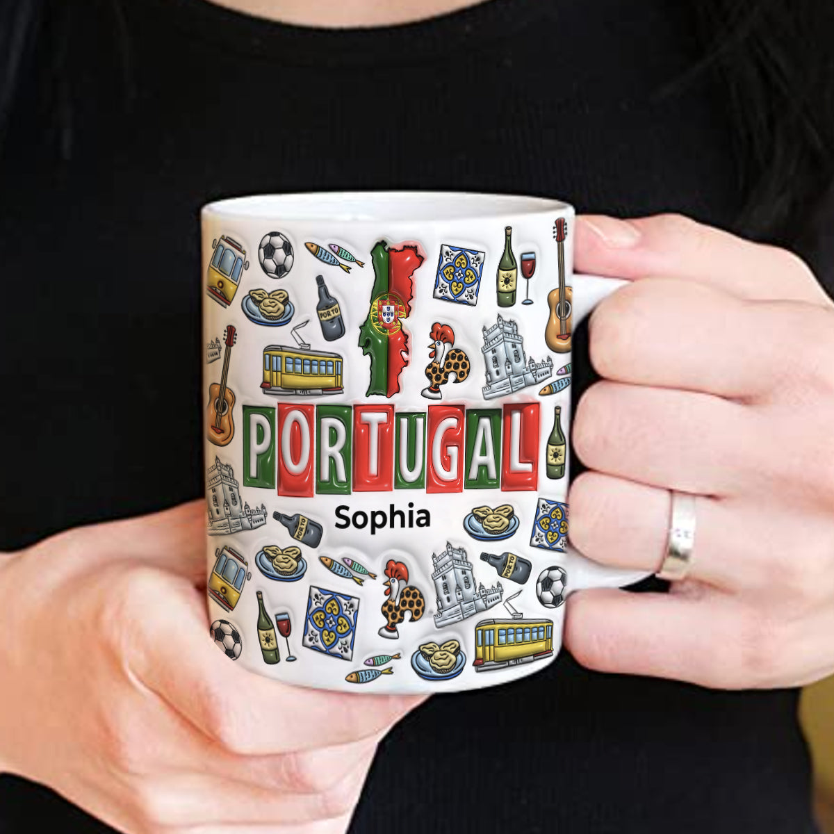 Custom Portugal Mug With Map, Flag