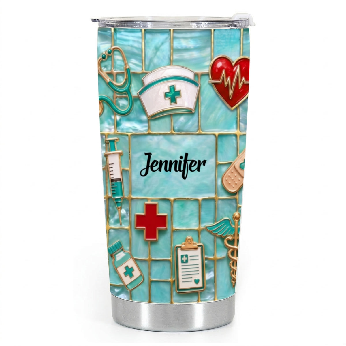 Custom Nurse Tumbler With Beautiful Symbols