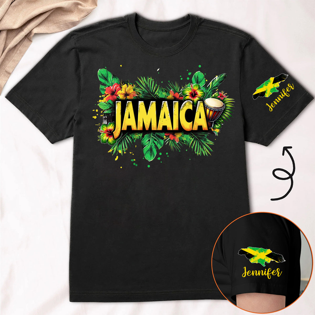 Custom Jamaica Symbols With Name On The Sleeve