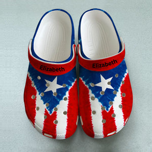 Custom Puerto Rico Clogs Shoes With Flag Tie Dye