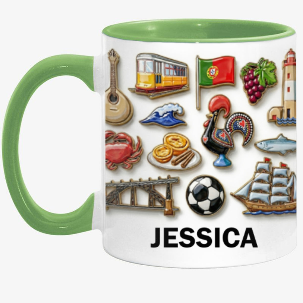 Portugal Culture 2D Printed Coffee Mug Cup Personalized With Name