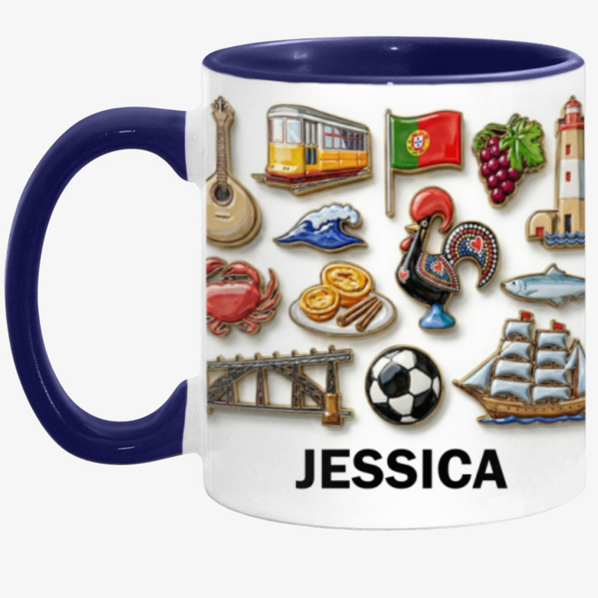 Portugal Culture 2D Printed Coffee Mug Cup Personalized With Name
