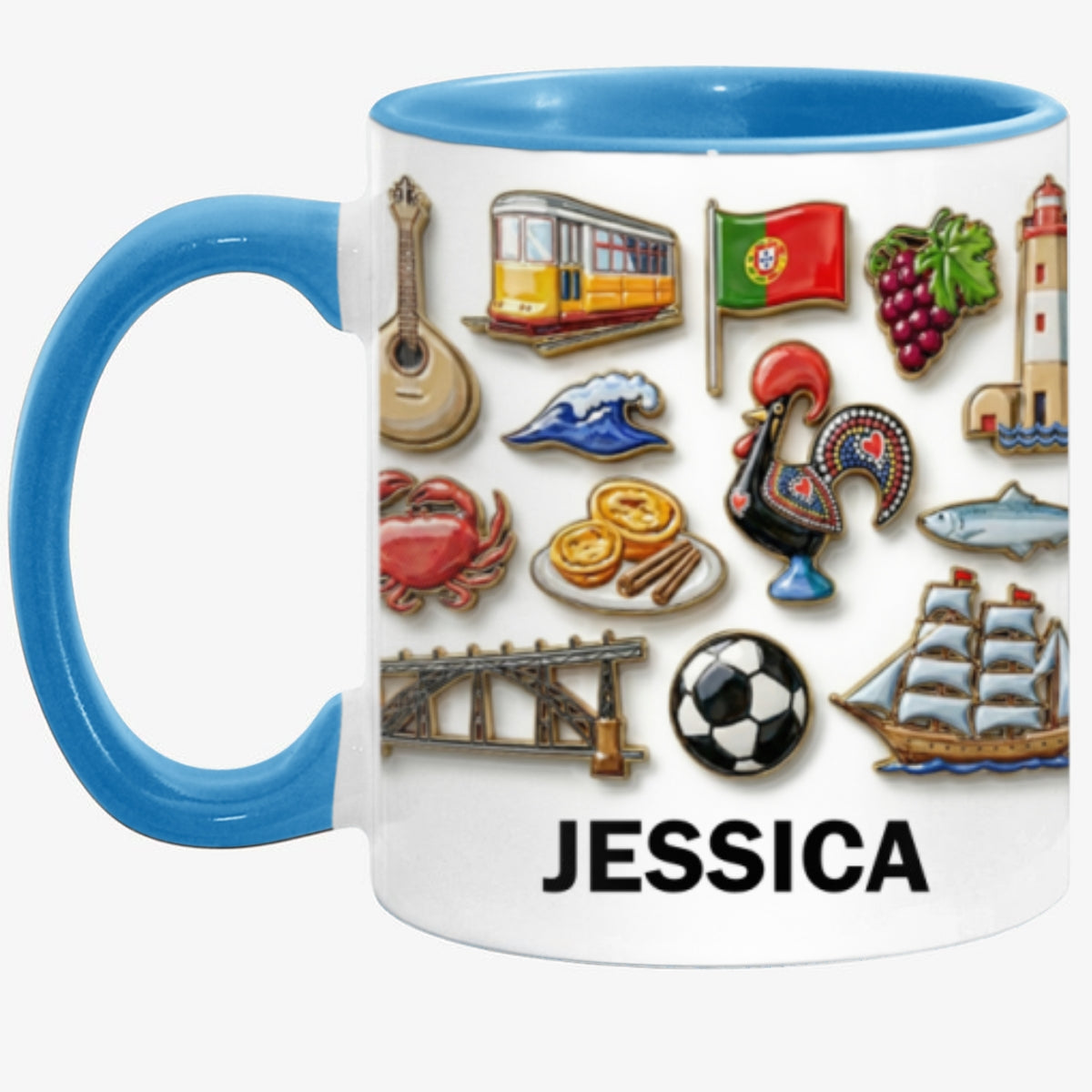Portugal Culture 2D Printed Coffee Mug Cup Personalized With Name