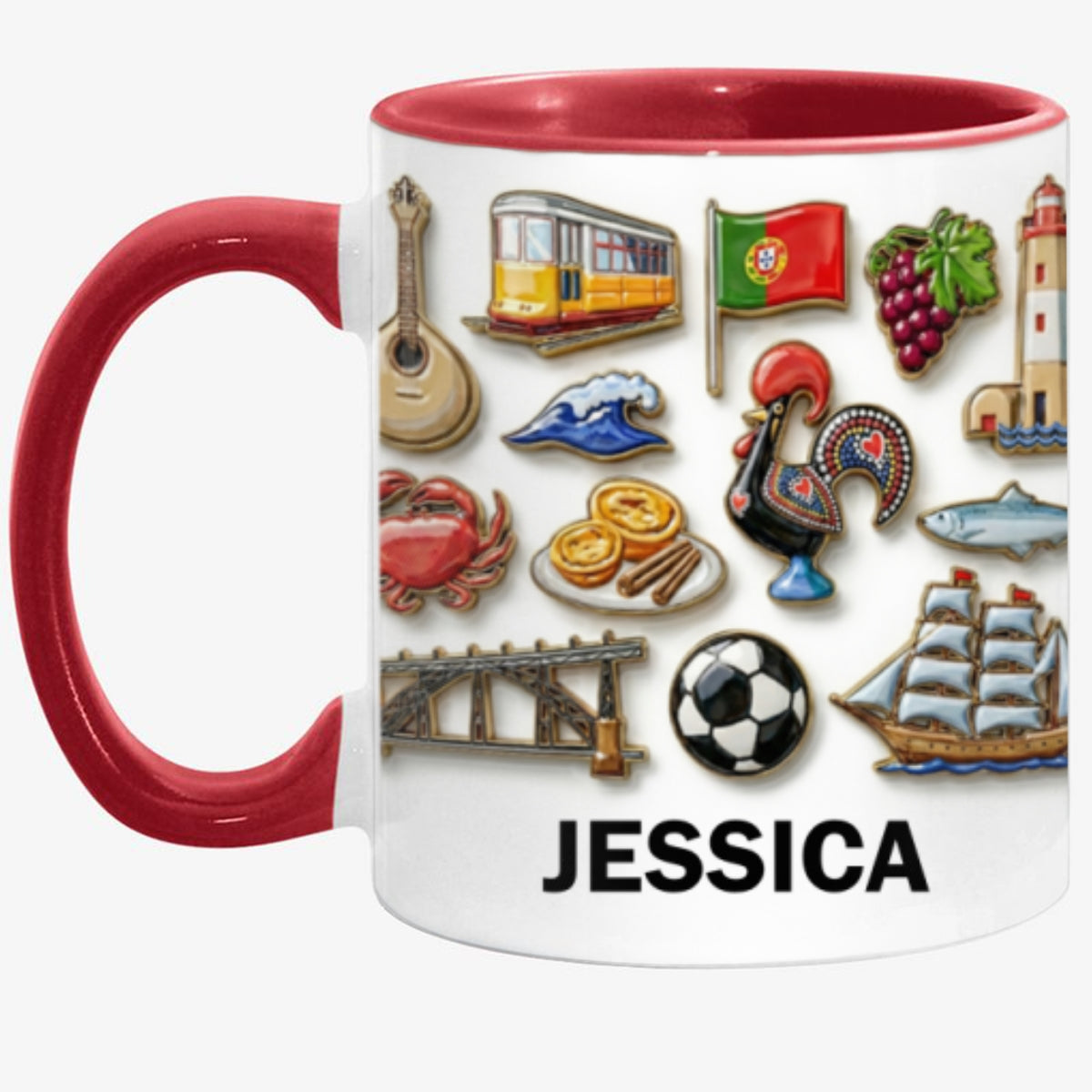 Portugal Culture 2D Printed Coffee Mug Cup Personalized With Name