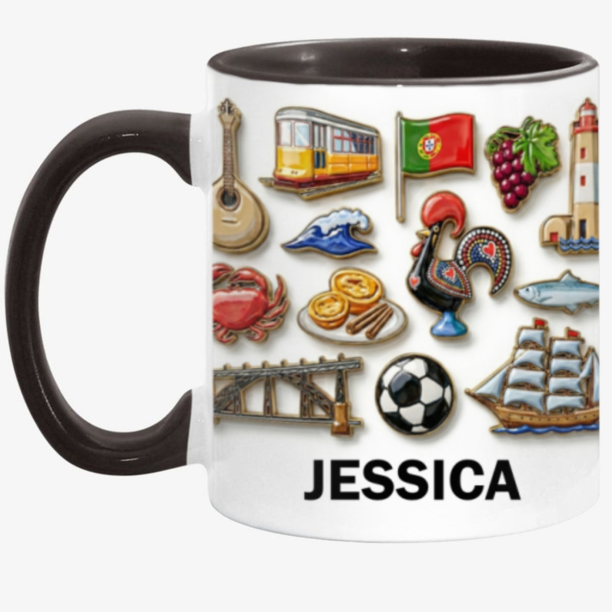 Portugal Culture 2D Printed Coffee Mug Cup Personalized With Name