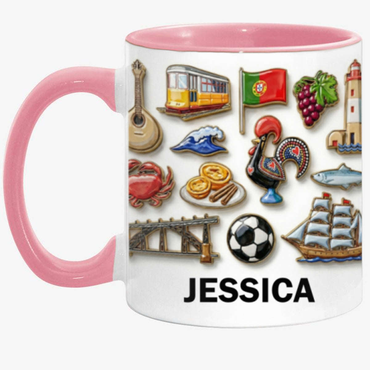 Portugal Culture 2D Printed Coffee Mug Cup Personalized With Name