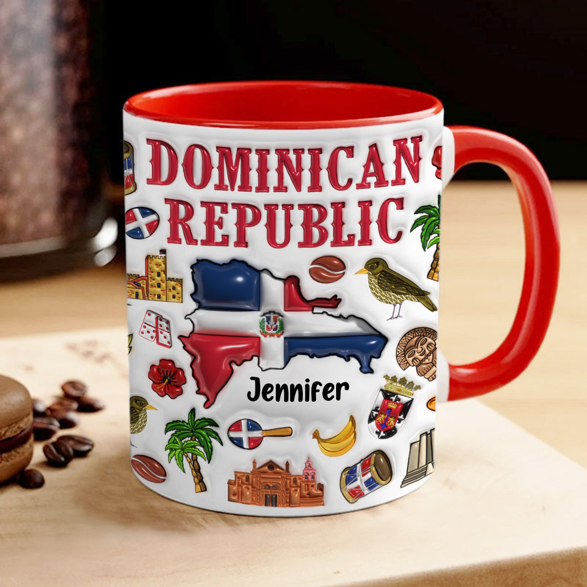 Custom Dominican Republic Accent Coffee Mug Cup With Your Name