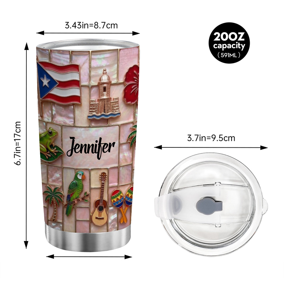 Custom Puerto Rico Tumbler With Beautiful Symbols