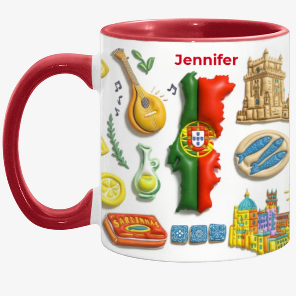 Custom Portugal Accent Mug With Clay Effect