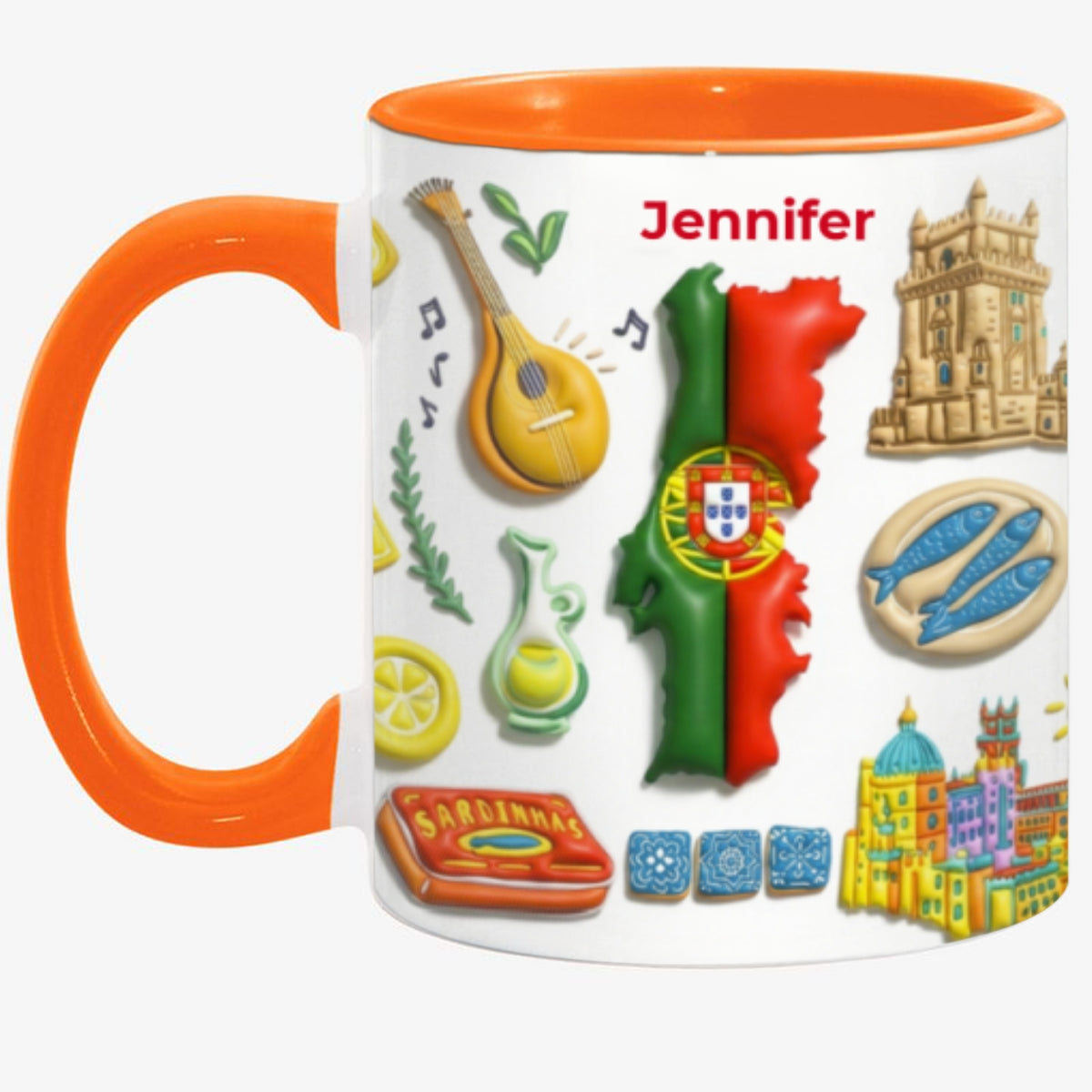 Custom Portugal Accent Mug With Clay Effect
