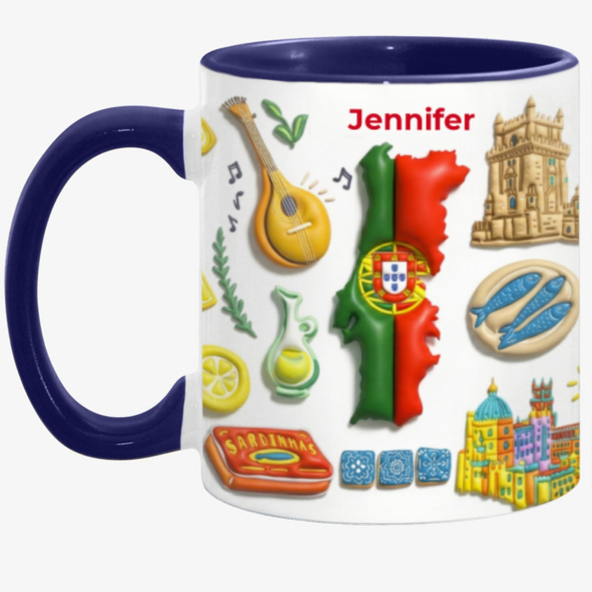 Custom Portugal Accent Mug With Clay Effect