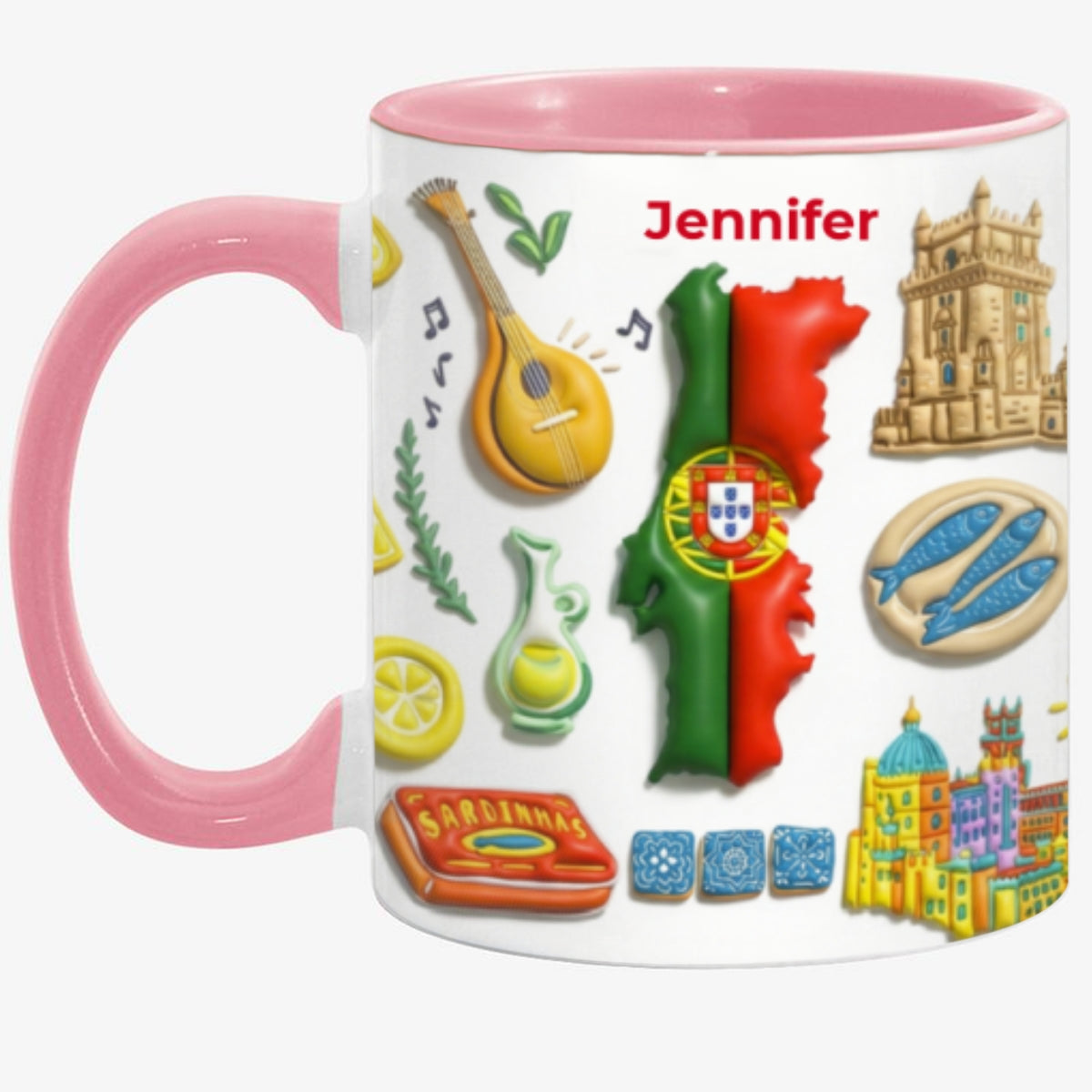 Custom Portugal Accent Mug With Clay Effect