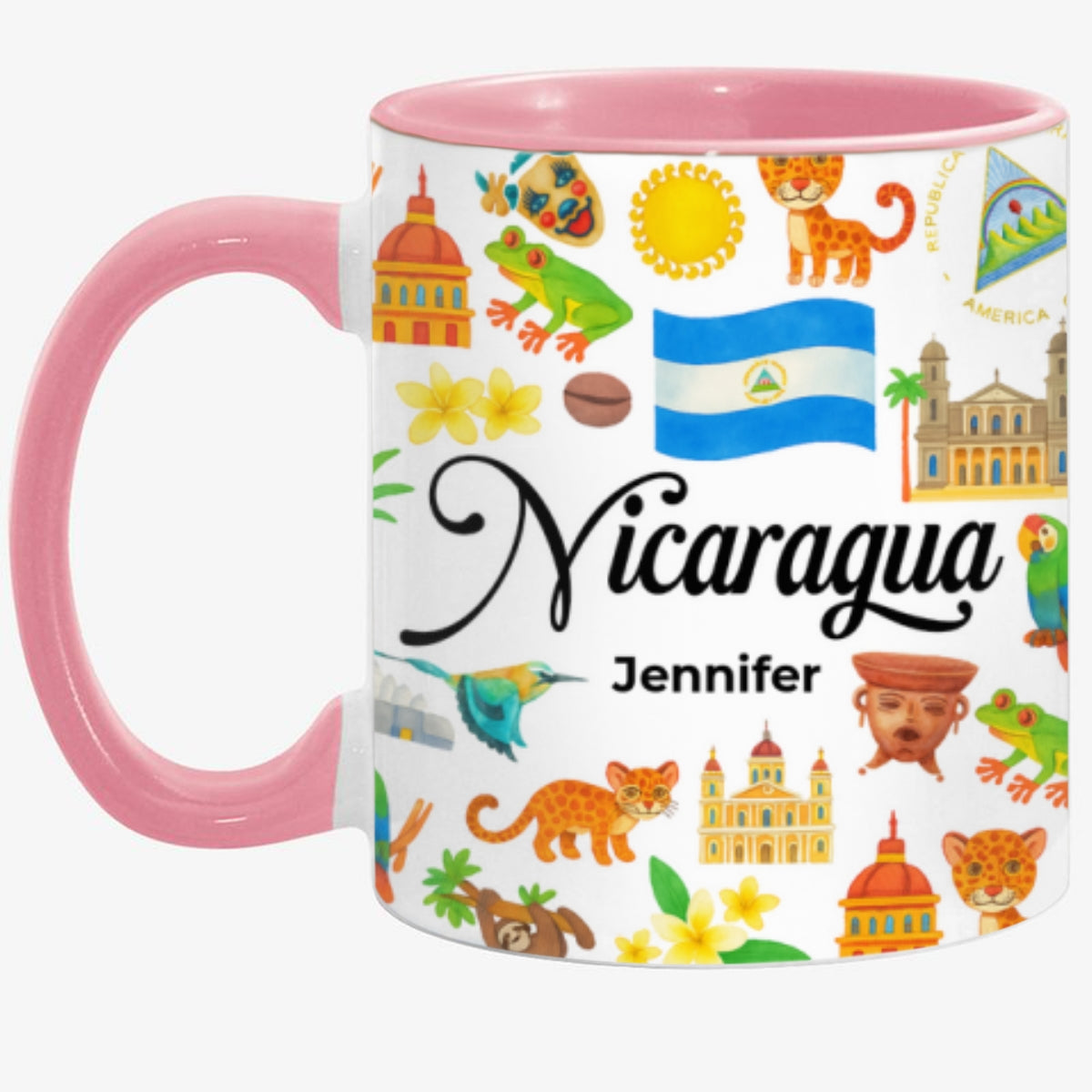 Custom Nicaragua Accent Mug With Water Symbols, Name