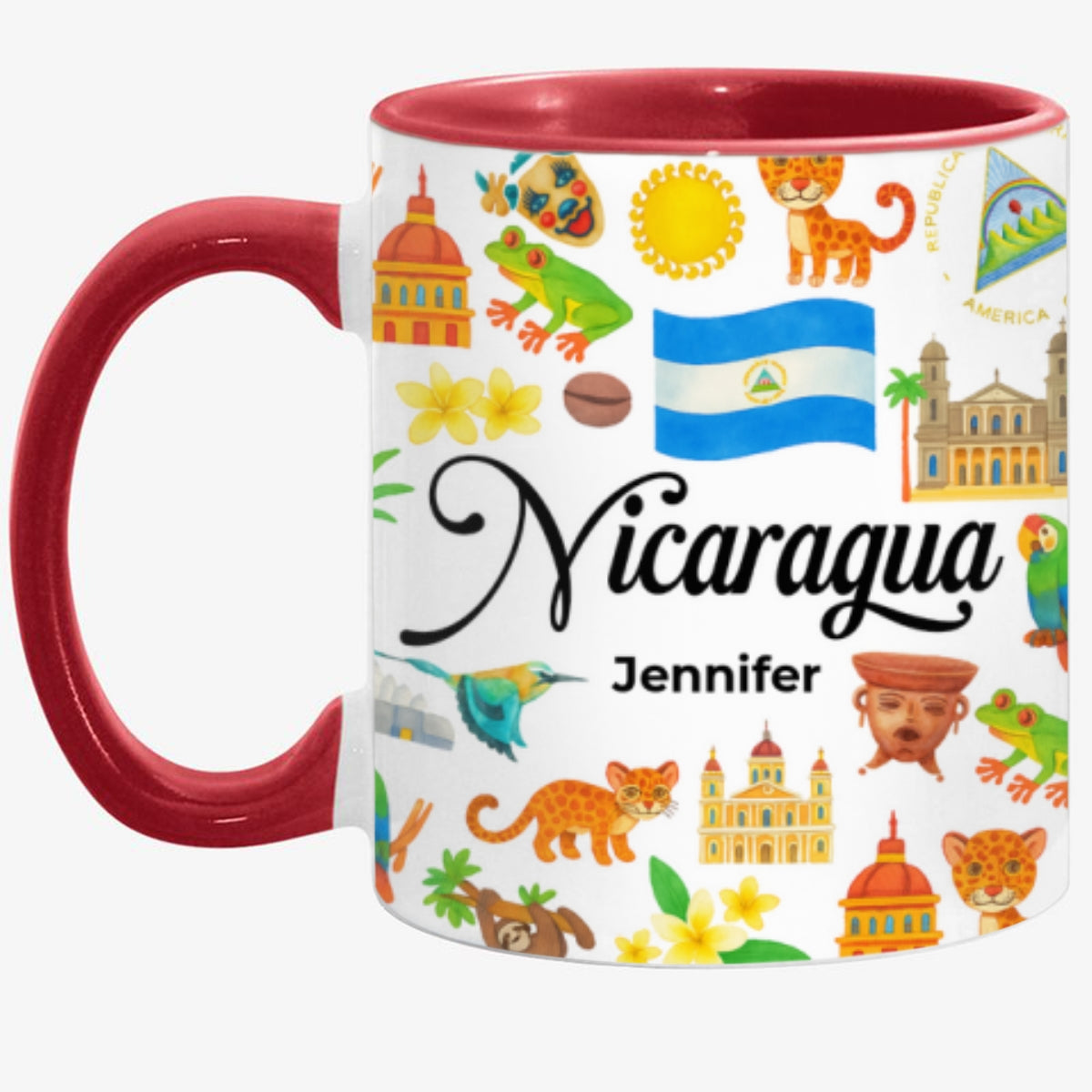 Custom Nicaragua Accent Mug With Water Symbols, Name