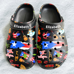 Puerto Rico Customized Clogs Shoes With Puerto Rican Flag And Symbols v2 - Gift For Puerto Rican