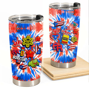 Puerto Rico Personalized Tumbler With Symbols Tie Dye